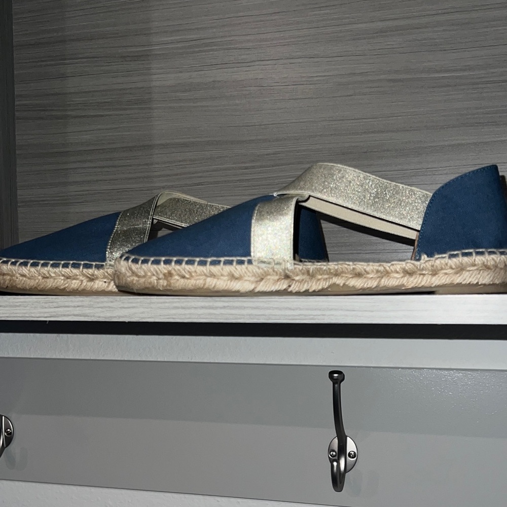 Andre Assous Two-Tone Blue and Cream Espadrilles purchased in Spain